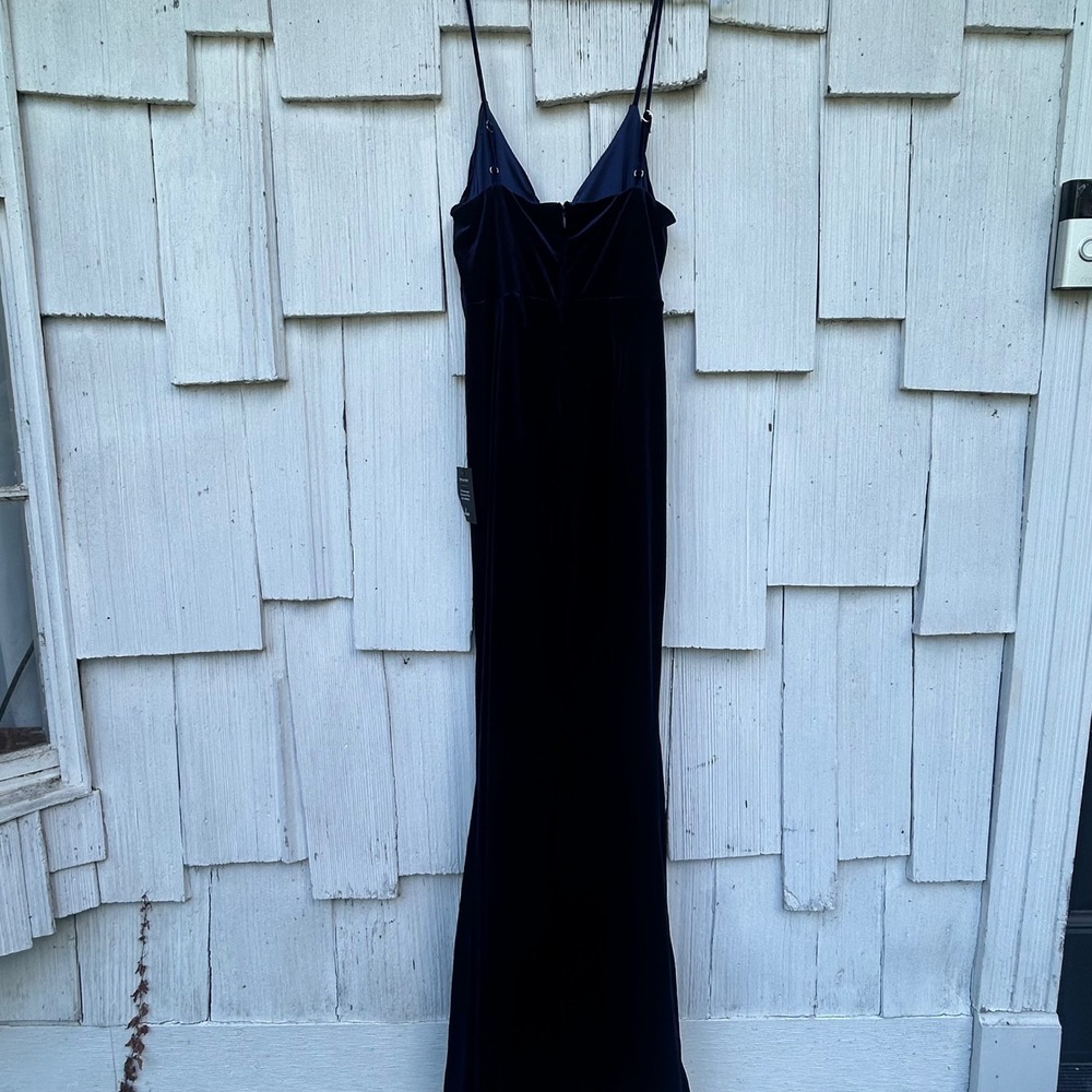 Lulus Stunning Invitation Navy Velvet Ruched‎ Sleeveless Maxi Dress Navy Blue M - Picture 8 of 11